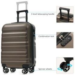 20-Inch Brown Hardshell ABS Luggage Suitcase Set With Double Spinner Wheels And TSA Lock Travel Carry-On Luggage -Outdoor Living Gardens GUEST bf35d9a0 47e0 45f6 af9f 2f9934227ccc