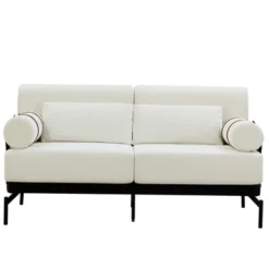Modern Loveseat Sofa 59" Sofa Couch 2-Seater Sofa With Flexible USB Ports , Unique Cylindrical Armrests For Living Room, Beige -Outdoor Living Gardens GUEST bf673c6e e202 425c a90b b8d39b66e9a8