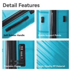 3-Piece Luggage Set, Hardside Suitcases With Four Spinner Wheels And Scratch-Resistant Finish (20", 24", 28"), Green