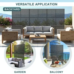 47-inches W X 72-inches H Black Galvanized Sheet Screen Outdoor And Lndoor Divider For Balcony Patio Garden Room Divider ( Parallel 01) -Outdoor Living Gardens GUEST c161f23e 07d0 4c2c ac75 c35057bad5ee