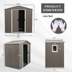 6ft X 5ft Outdoor Metal Storage Shed Gray With Window -Outdoor Living Gardens GUEST c28313ce a07b 4143 9630 6fc900cee034