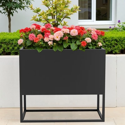 47x18x18 Inch Metal Planter With Shelves & Drainage – Indoor/Outdoor Use For Tall Plants, Flowers, Shrubs 4 47x18x18 Inch Metal Planter With Shelves & Drainage – Indoor/Outdoor Use For Tall Plants, Flowers, Shrubs - Image 2