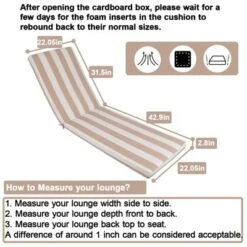 2PCS Set Outdoor Lounge Chair Cushion Replacement Patio Funiture Seat Cushion Chaise Lounge Cushion-Blue/white -Outdoor Living Gardens GUEST c3f6cdd8 747f 4147 b7b6 c61105e4a300