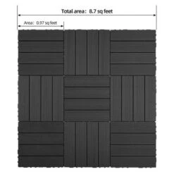 9 PCS Heavy-duty & Recyclable Wood-Plastic Interlocking Deck Tiles 11.8" X 11.8"- Waterproof Outdoor And Indoor Flooring For Patio -Outdoor Living Gardens GUEST c499f827 4a33 43ff 91d7 3c8ac090008d