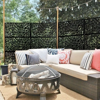 1-Piece 46.8in.W X 71.37in.H Black Mesh Metal Outdoor Privacy Screen Decorative Art Panel 7 1-Piece 46.8in.W X 71.37in.H Black Mesh Metal Outdoor Privacy Screen Decorative Art Panel - Image 5