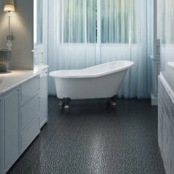 12 X 12 Inch Black Interlocking Deck Tiles – Waterproof Plastic Outdoor Decking Tiles With Pebble Stone Pattern, 60-Pack