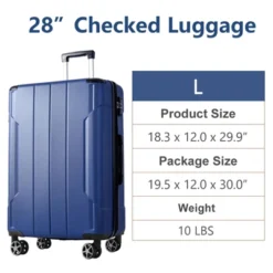 28 Inch Blue Hardshell Luggage Lightweight Durable ABS Suitcases With Double Wheels Expandable Checked -Outdoor Living Gardens GUEST c924f334 6611 47b9 8dd3 da05ff28efdc
