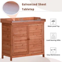 39" Rustic Wood Potting Bench-2-Tier Shelves & Side Hook For Garden Storage -Outdoor Living Gardens GUEST ca9dc20b 86bb 4bc3 bb7e ce9bb6ce6e9b