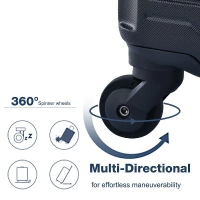 3 Piece Luggage Sets ABS Lightweight Suitcase With Two Hooks, Spinner Wheels, TSA Lock, (20/24/28) Blue 9 3 Piece Luggage Sets ABS Lightweight Suitcase With Two Hooks, Spinner Wheels, TSA Lock, (20/24/28) Blue - Image 7