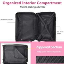 24 Inch Pink Hardshell Luggage Lightweight Durable ABS Suitcases With Double Wheels Expandable Checked -Outdoor Living Gardens GUEST cdb7bc3d 256a 40d7 bad3 f642d740f115