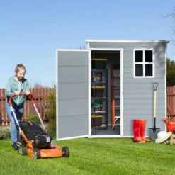 5ft X 3ft Resin Outdoor Storage Shed Plastic Garden Sheds With Floor And Lockable Door For Backyard, Lawn, Grey (W540S00019) -Outdoor Living Gardens GUEST cf420661 0882 4911 83ee f63c1ad286f7