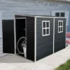 4x8ft Outdoor Storage Shed With Floor Resin Shed With Two-Window, Waterproof ,Lockable Doors For Patio,Yard,Lawn ---Gray -Outdoor Living Gardens GUEST d2e10e7f ca9a 4979 9201 97838e2b4863
