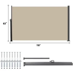 Retractable Side Screen Awning, UV Resistant, Waterproof, Patio Privacy Screen For Garden, Balcony, 118.1" X 62.99" -Outdoor Living Gardens GUEST d4075b74 a0f7 4240 82d1 52df6e4bf457