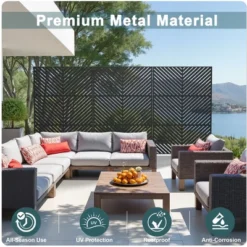 47-inches W X 72-inches H Black Galvanized Sheet Screen Outdoor And Lndoor Divider For Balcony Patio Garden Room Divider ( Parallel 01) -Outdoor Living Gardens GUEST d4119165 7b69 4367 9626 be232c4f0900
