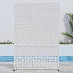 1-Piece 46.8 In. W X 71.37 In. H Copper Coin Type White Galvanized Sheet Outdoor Screen Decorative Art Panel -Outdoor Living Gardens GUEST d6115e45 0ed0 4706 8ef2 7ff96d5a1cd0