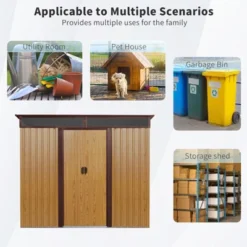 8ft X 6ft Outdoor Metal Storage With Lockable Sliding Doors And Transparent Plate For Garden, Lawn (White And Black) -Outdoor Living Gardens GUEST d7b38923 e1bd 471d 9163 76f0333244ff