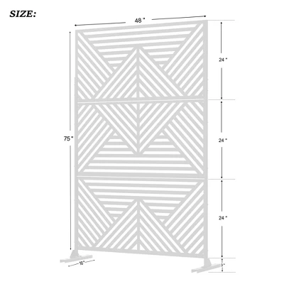 46.8in.W X 71.37in.H White Mountain Shape Galvanized Sheet Outdoor Garden Screen Decorative Art Panel 6 46.8in.W X 71.37in.H White Mountain Shape Galvanized Sheet Outdoor Garden Screen Decorative Art Panel - Image 4