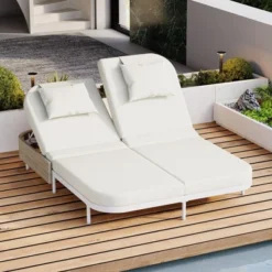 Rattan Outdoor Daybed: 5-Position Backrest, Removable Cushions, Iron Frame For Garden/Backyard/Poolside -Outdoor Living Gardens GUEST da13bd26 0808 4e66 bee2 1f01de2e3a8f
