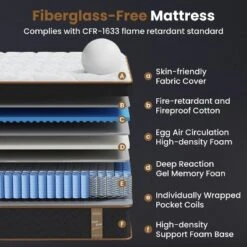 10" King Plush Hybrid Mattresses With Independently Encased Coils And Gel Memory Foam Fiberglass-Free -Outdoor Living Gardens GUEST da1d01ef 93c3 4b64 9233 456e5ad0ab4f