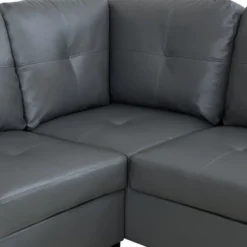 Dark Gray Semi-PU Leather Sectional Sofa - Modern L-Shaped Design, Tufted Cushions, Decorative Pillows, Storage Ottoman 9 Dark Gray Semi-PU Leather Sectional Sofa - Modern L-Shaped Design, Tufted Cushions, Decorative Pillows, Storage Ottoman -Outdoor Living Gardens GUEST dac4a466 6389 461e a10b 99071acdd971