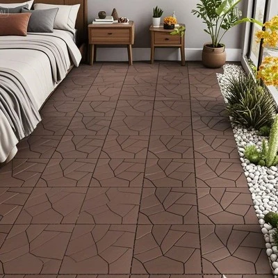 Stone Style 12" Patio Deck Tiles, DIY Module Interlocking Decking Tiles Floor Tile Outdoor And Indoor 3 Stone Style 12" Patio Deck Tiles, DIY Module Interlocking Decking Tiles Floor Tile Outdoor And Indoor