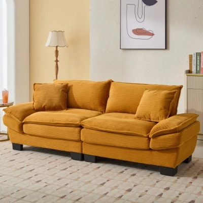 Stylish Corduroy Deep Seat Sofa: Loveseat Size With Pillows And Sleeper Function 10 Stylish Corduroy Deep Seat Sofa: Loveseat Size With Pillows And Sleeper Function - Image 8