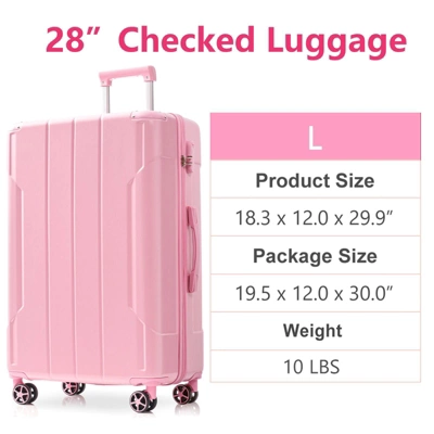 28 Inch Pink Hardshell Luggage Lightweight Durable ABS Suitcases With Double Wheels Expandable Checked 7 28 Inch Pink Hardshell Luggage Lightweight Durable ABS Suitcases With Double Wheels Expandable Checked - Image 5