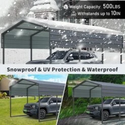 Outdoor Carport, 10 X 15 FT Carport, Heavy Duty Carport Canopy With Galvanized Steel Roof And Frame -Outdoor Living Gardens GUEST e0d7c930 a6f1 4499 b8a6 bfbc0d7cb29b