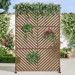 Brown Parallel Line Galvanized Sheet Screen, Outdoor Privacy Screen 9 Brown Parallel Line Galvanized Sheet Screen, Outdoor Privacy Screen -Outdoor Living Gardens GUEST e42b08fb 83d9 4bc2 b9d9 9352e38a164a