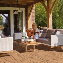 Plastic Interlocking Deck Tiles, 12.00"x12.00" (Pack Of 44), For Patio, Outdoor Waterproof, All Weather