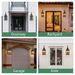 23" H 1-Pack Outdoor Wall Lantern Light Vintage Black Metal Sconce With Clear Seeded Glass For Porch, Patio, And Garden (Bulb Not Included) -Outdoor Living Gardens GUEST e4c915c8 00a3 40f1 a955 e3c95975d440 1