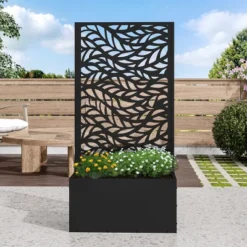 47-in H X 24-in L X 16-in W Black Metal Planter With Trellis ( Spring ) -Outdoor Living Gardens GUEST e6170ebf dd79 458d 9a1f b7fe83ba69dc