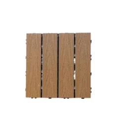 11 Pieces Of 11.7" X 11.7" Square Plastic Wood Deck Tiles For Outdoor Terrace Flooring, Burlywood Color -Outdoor Living Gardens GUEST e61cc946 80a6 461a aa5c 6053490d8aea