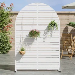 1-Piece Classic White Arched Galvanized Sheet Screen With Blinds, Outdoor Privacy Screen -Outdoor Living Gardens GUEST e6a32f09 1b71 4d88 8552 ed250928a9f3