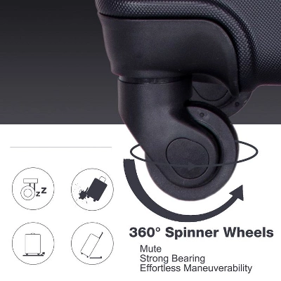 3 Piece Luggage Sets ABS Lightweight Suitcase With Two Hooks, Spinner Wheels, TSA Lock, (20/24/28) Black 8 3 Piece Luggage Sets ABS Lightweight Suitcase With Two Hooks, Spinner Wheels, TSA Lock, (20/24/28) Black - Image 6