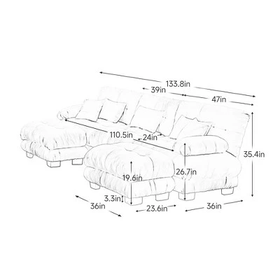 Luxury Modular Sectional Sofa Couch - Oversized U Shaped Cloud Couch For Living Room,Deep Seat Sofa Couch With 2 Ottomans 5 Luxury Modular Sectional Sofa Couch - Oversized U Shaped Cloud Couch For Living Room,Deep Seat Sofa Couch With 2 Ottomans - Image 3