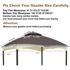 Replacement Canopy Top For Lowe's Allen Roth Heavy Duty Gazebo Roof Gazebo Top With Air Vent 10X12 Gazebo CoverReplacement Top Only (Brown) -Outdoor Living Gardens GUEST e91b6cbd c862 4b4f b40a ddf96bec3089