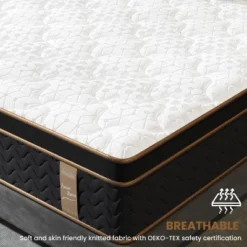 10" King Plush Hybrid Mattresses With Independently Encased Coils And Gel Memory Foam Fiberglass-Free