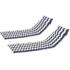 2PCS Set Outdoor Lounge Chair Cushion Replacement Patio Funiture Seat Cushion Chaise Lounge Cushion-BLACK-WHITE -Outdoor Living Gardens GUEST ea958e77 81d7 4cf0 83db b3356558fa83