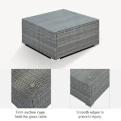 8-Pieces Outdoor Patio Furniture Sets, Garden Conversation Wicker Sofa Set, Single Sofa Combinable, Beige Cushions Gray Wicker -Outdoor Living Gardens GUEST ed37fdcb 104d 4a62 a861 359300db4398