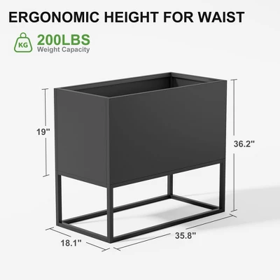 47x18x18 Inch Metal Planter With Shelves & Drainage – Indoor/Outdoor Use For Tall Plants, Flowers, Shrubs 5 47x18x18 Inch Metal Planter With Shelves & Drainage – Indoor/Outdoor Use For Tall Plants, Flowers, Shrubs - Image 3