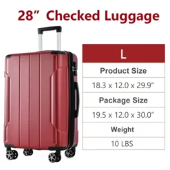 28 Inch Red Hardshell Luggage Lightweight Durable ABS Suitcases With Double Wheels Expandable Checked -Outdoor Living Gardens GUEST ee0da738 f84c 44dc a449 45fe3079bd6c