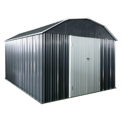 10 Ft X 12 Ft Outdoor Metal Storage Shed With Arch Roof With Lockable Doors For Backyard Garden Patio Lawn, Black 6 10 Ft X 12 Ft Outdoor Metal Storage Shed With Arch Roof With Lockable Doors For Backyard Garden Patio Lawn, Black - Image 4