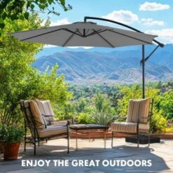 9.8FT Offset Patio Umbrella Hanging Cantilever Umbrella Outdoor Sun Shade With Easy Tilt Adjustment, 8 Ribs, UV Protection For Backyard -Outdoor Living Gardens GUEST eeb137ab 4a7d 46b6 b406 ee884ea2c240