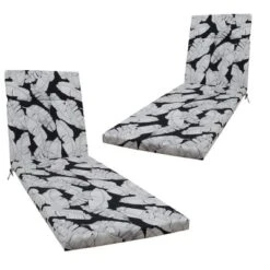 2 Pcs Set Indoor/Outdoor Chaise Lounge Chair Cushion Outdoor Furniture Cushion With Ties