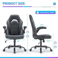 PU Leather Ergonomic Swivel Office Chair With Lumbar Support, Computer Gaming Chair -Outdoor Living Gardens GUEST f5bd5bd7 2e3c 411e 8082 d010e7b543fe