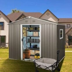 8ft X 6ft Outdoor Metal Storage Shed With Metal Foundation,Gray (SKU: W540S00012) -Outdoor Living Gardens GUEST f66a0845 924b 4078 a15d 59145074151f