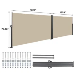 276" X 71" Retractable Side Awning, Waterproof And UV-Resistant, Privacy Screen Divider Roll Up Balcony(Grey) -Outdoor Living Gardens GUEST f67c96f3 48ff 4b2c ae39 8e1a6772ed9c