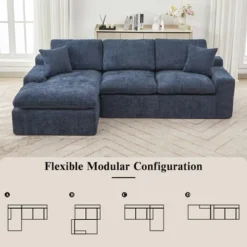 Cloud Sectional Sofa 107.9" Upholstered Sofa Couch With Double-layer Cushion And Side Pockets 21 Cloud Sectional Sofa 107.9" Upholstered Sofa Couch With Double-layer Cushion And Side Pockets -Outdoor Living Gardens GUEST f74f9100 2581 4127 a47d 82a039b99360