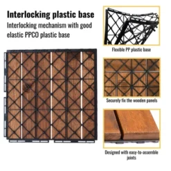 10 PCS Interlocking Deck Tiles Striped Pattern, 12" X 12" Square Acacia Hardwood Outdoor Flooring -Outdoor Living Gardens GUEST f968c21e e398 44d0 b242 faee0236f7f5